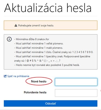 Aktualizácia hesla